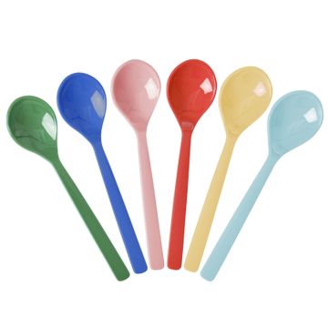RICE 6 Melamine TEASPOONS Assorted Colors