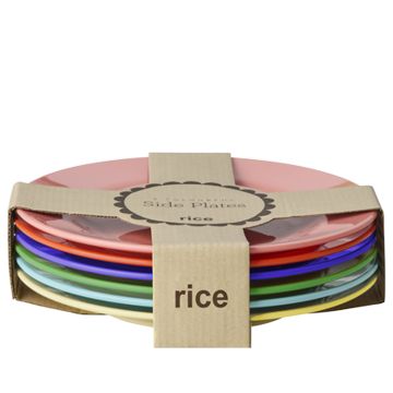 RICE 6 Small Melamine PLATES Assorted Colors 