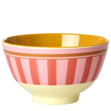 RICE Small Melamine Bowl ORGANIC STRIPES pink