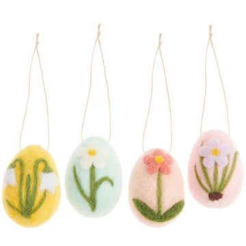 Rico Design 4 Felt Pendants EASTER EGG Flowers