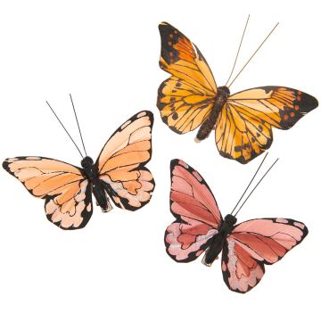 Rico Design 3 Decorative BUTTERFLIES with Clip apricot