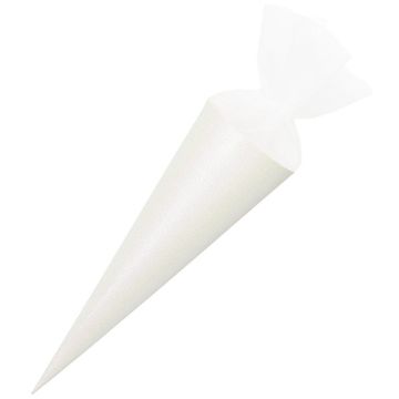 Rico Design SCHOOL CONE with Tulle Closure White/Glitter (35 cm)
