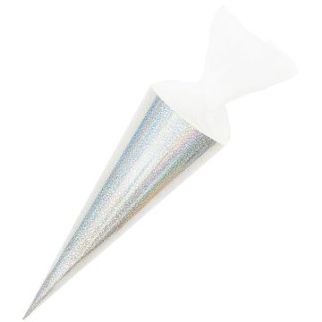Rico Design SCHOOL CONE with Tulle Closure Iridescent/Glitter (35 cm)