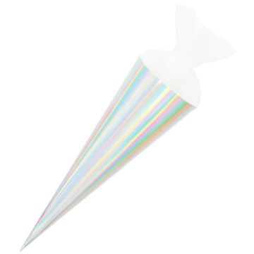 Rico Design SCHOOL CONE with Tulle Closure White/Iridescent (35 cm)