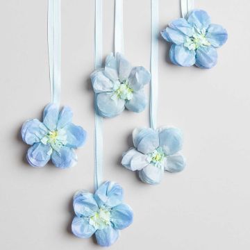 Rico Design 5 Small PAPER BLOSSOMS Forget-me-nots light blue