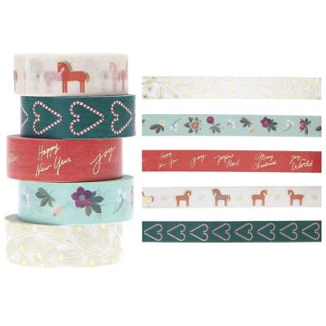 Rico Design 5 Washi Tapes CHRISTMAS ROCKS! Figures