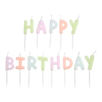 Rico Design 13 Kerzen HAPPY BIRTHDAY Pastell