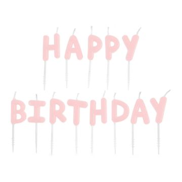 Rico Design 13 Kerzen HAPPY BIRTHDAY Rosa
