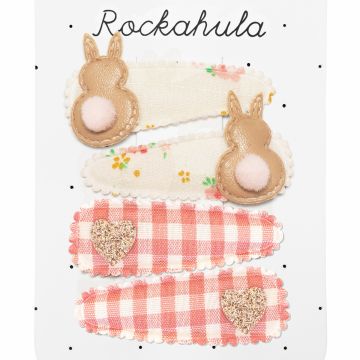 Rockahula 4 Haarspangen HASEN & HERZEN Blossom