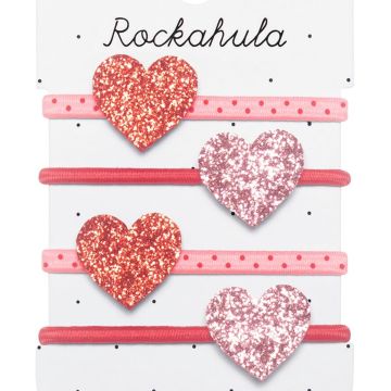 Rockahula 4 HAIR TIES Glitter Love Hearts