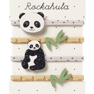Rockahula 4 HAIR TIES Polly Panda & Bamboo