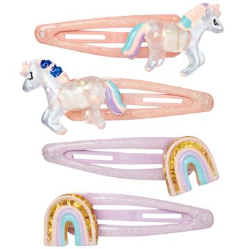 Souza 4 HAIR CLIPS Horse & Rainbow Sanna