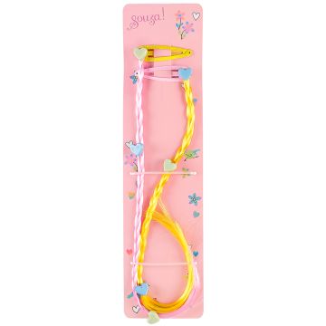 Souza 2 Hairpieces ULLA Heart pink/yellow