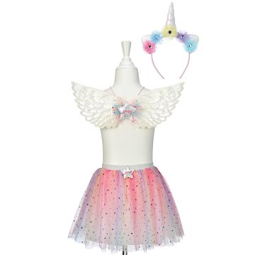 Souza Kostüm EINHORN mit Rock, Haarreif & Flügeln Celestia (5-7J)