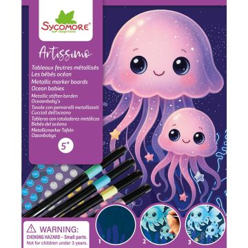 Sycomore MALSET mit Metallicstifte & Stickern "Artissimo" Ozeanbabys (5 Jahre+)                                                       