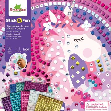 Sycomore BASTELSET 3 Mosaik-Bilder "Stick & Fun" Einhörner (5 Jahre+)                                                       