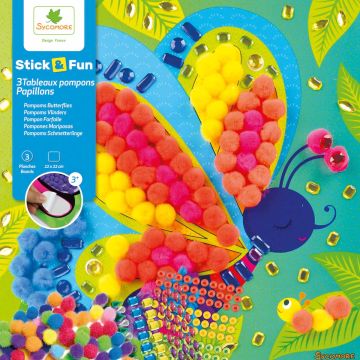 Sycomore POMPOMS CRAFT KIT "Stick & Fun" Butterflies (3 years+)