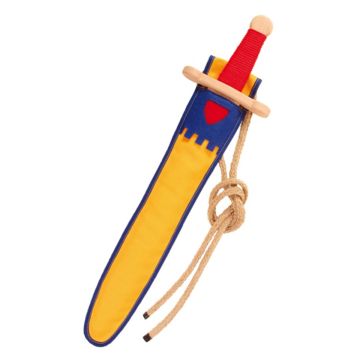 VAH Ritter HOLZSCHWERT mit Halterung LANDSKNECHT Gelb & Blau (48cm)