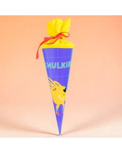 Ava & Yves SCHULT&Uuml;TE mit Skater "Schulkind" Lila/Gelb (35 cm)