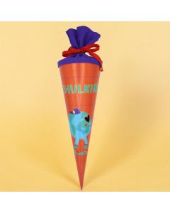 Ava & Yves SCHULT&Uuml;TE mit Skater "Schulkind" Weltkugel Orange/Lila (35 cm)