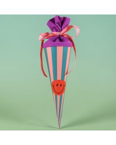 Ava & Yves Striped SCHOOL CONE Smile Mint/Pink/Purple (35 cm)