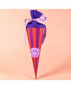 Ava & Yves Striped SCHOOL CONE Smile Purple/Orange/Lilac (35 cm)