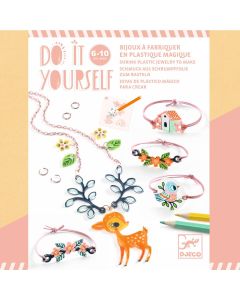 Djeco DIY BASTELSET SCHMUCK Schrumpfplastik "Rehkitz" (6 Jahre+)