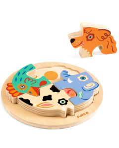 Djeco HOLZPUZZLE "Rondo Dog" Tiere (2 Jahre+)