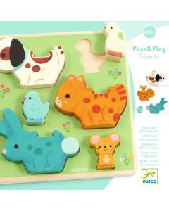 Djeco 2in1 HOLZPUZZLE Puzz & Play Tierfreunde (18M+)