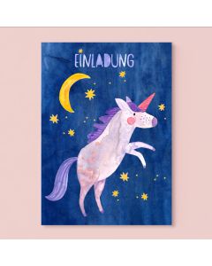 Frau Ottilie Postcard INVITATION "Einladung" Unicorn in the Moonlight