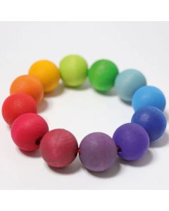 GRIMM'S Holz GREIFRING mit Perlen Regenbogen (9 cm)