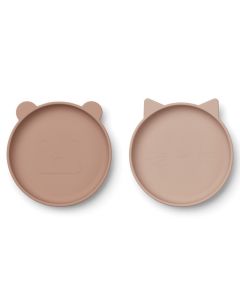 LIEWOOD 2 Silikon Kinderteller Set OLIVIA Rosa Mix