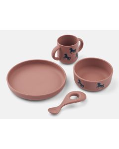 LIEWOOD Silikon Geschirr-Set VIVI Pferde dark rosetta