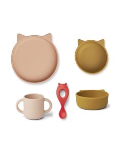 LIEWOOD Silikon Geschirr-Set VIVI Katze rose multi mix