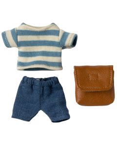 Maileg CLOTHING & BACKPACK for Big Brother Mouse Brown