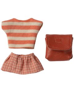 Maileg CLOTHING & BACKPACK for Big Sister Mouse Coral
