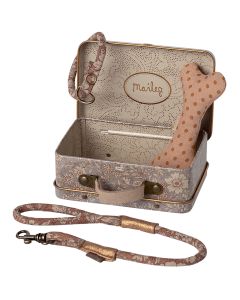 Maileg Hunde KOFFER mit Leine Rosa