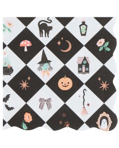 Meri Meri Gro&szlig;e SERVIETTEN f&uuml;r Halloween "Patchwork" (16 St&uuml;ck)