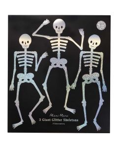 Meri Meri H&Auml;NGEDEKO f&uuml;r Halloween 3 Gro&szlig;e Glitzer SKELETTE