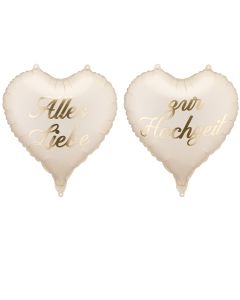 PartyDeco 2 FOLIENBALLONS "Alles Liebe zur Hochzeit" (35cm)
