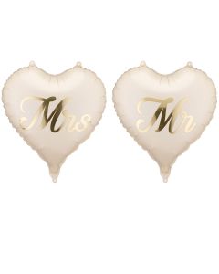 PartyDeco 2 FOLIENBALLONS Hochzeit "MR & MRS" (35cm)