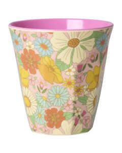 RICE Melamine CUP "Flower Power" Pink (250 ml)