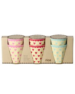 RICE 6 Medium Melamine CUPS Hearts (250 ml)