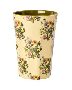 RICE Melamin LATTE MACCHIATO BECHER "Retro Bouquet" Blumen (400 ml)