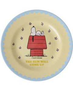 RICE x PEANUTS Kleiner Melamin TELLER SNOOPY "The Sun Will Come Up" Creme (&Oslash;20 cm)