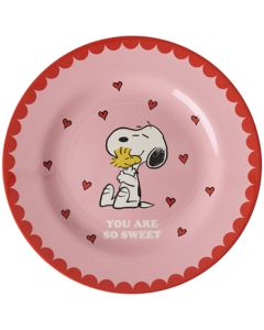 RICE x PEANUTS Kleiner Melamin TELLER SNOOPY "You Are So Sweet" Pink (&Oslash;20 cm)