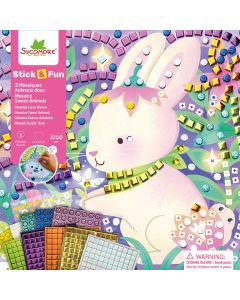 Sycomore BASTELSET 3 Mosaik-Bilder "Stick & Fun" Sanfte Tiere (5 Jahre+) 