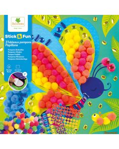 Sycomore POMPOMS CRAFT KIT "Stick & Fun" Butterflies (3 years+)