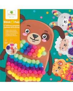 Sycomore POMPOMS CRAFT KIT "Stick & Fun" Farm Animals (3 years+)