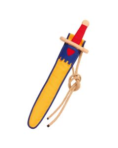 VAH Ritter HOLZSCHWERT mit Halterung LANDSKNECHT Gelb & Blau (48cm)